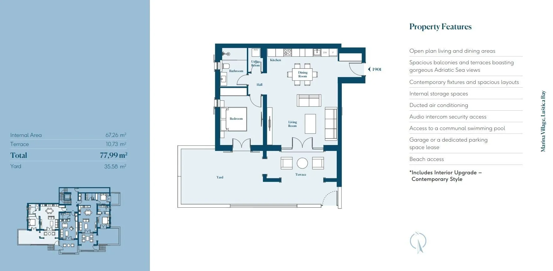 Sale, one bedroom apartment, 77m², Luštica, Tivat