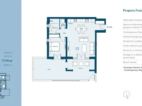 Sale, one bedroom apartment, 77m², Luštica, Tivat - image 2