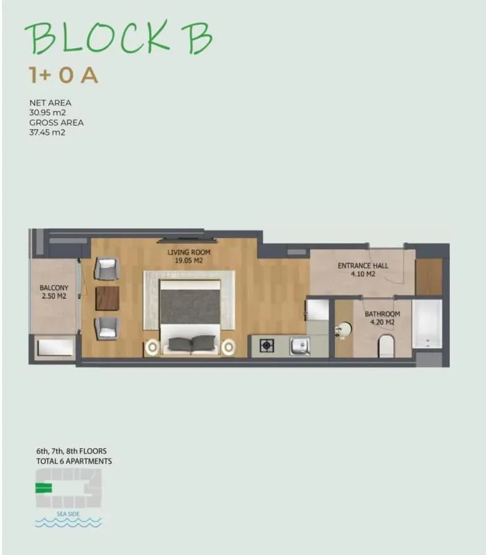 Sale, apartment, 27m², Bar, Crna Gora