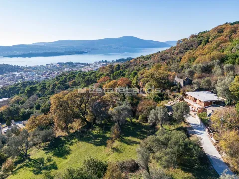 Pogled iz vazduha na plac sa zelenilom, kućom i pogledom na more. - image 2