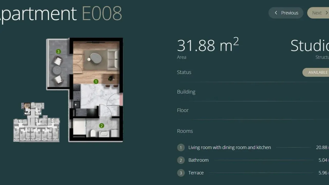 Sale, one bedroom apartment, 32m², Polje, Bar