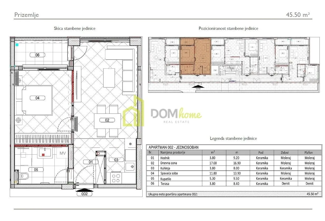 Sale, one bedroom apartment, 45m², Đuraševići, Tivat