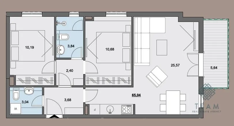 Prodaja, dvosoban stan, 65m², Donja Lastva, Tivat