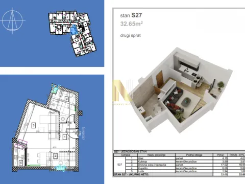 Sale, studio apartment, 33m², Salajka, Novi Sad Sve Podlokacije