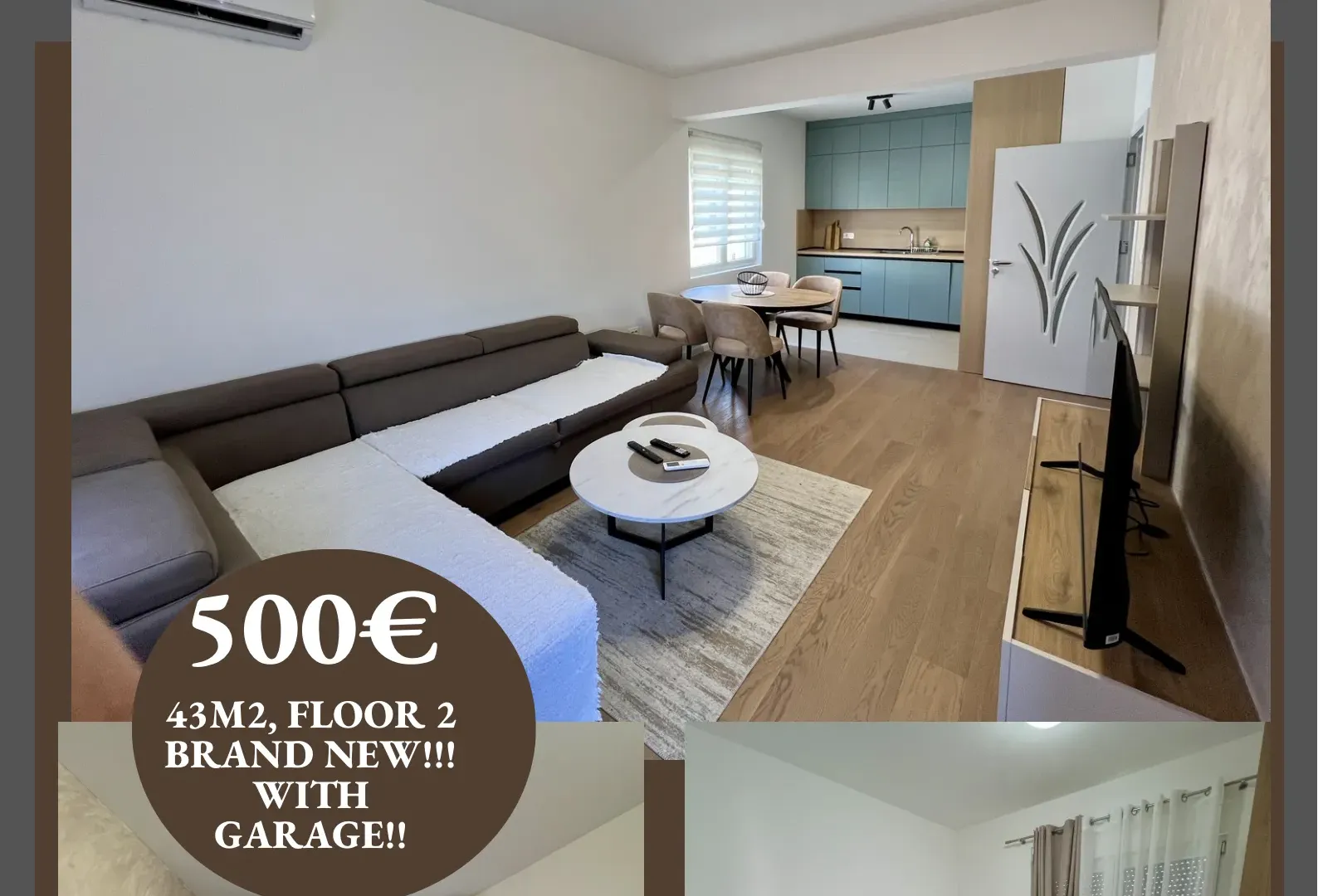 Rent, one bedroom apartment, 43m², Zabjelo, Podgorica