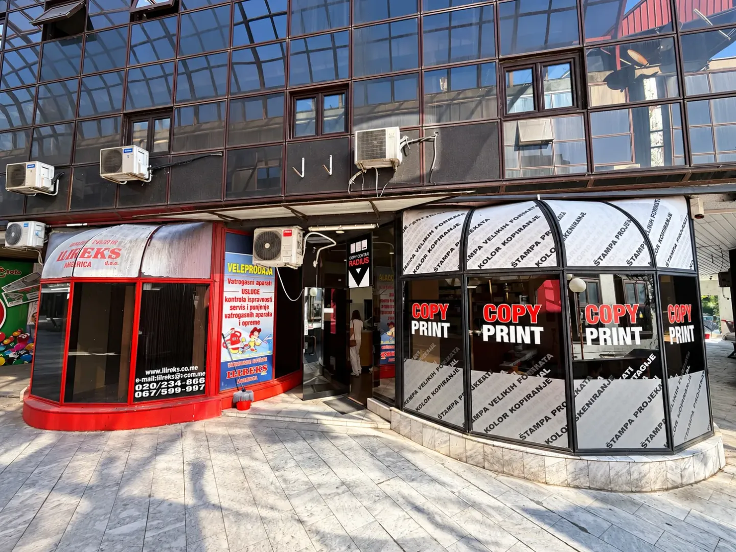 Exterior of a commercial building with ground floor premises.