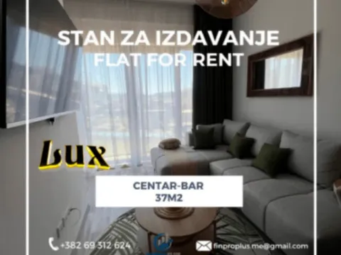 Izdavanje, jednosoban stan, 37m², Centar, Bar