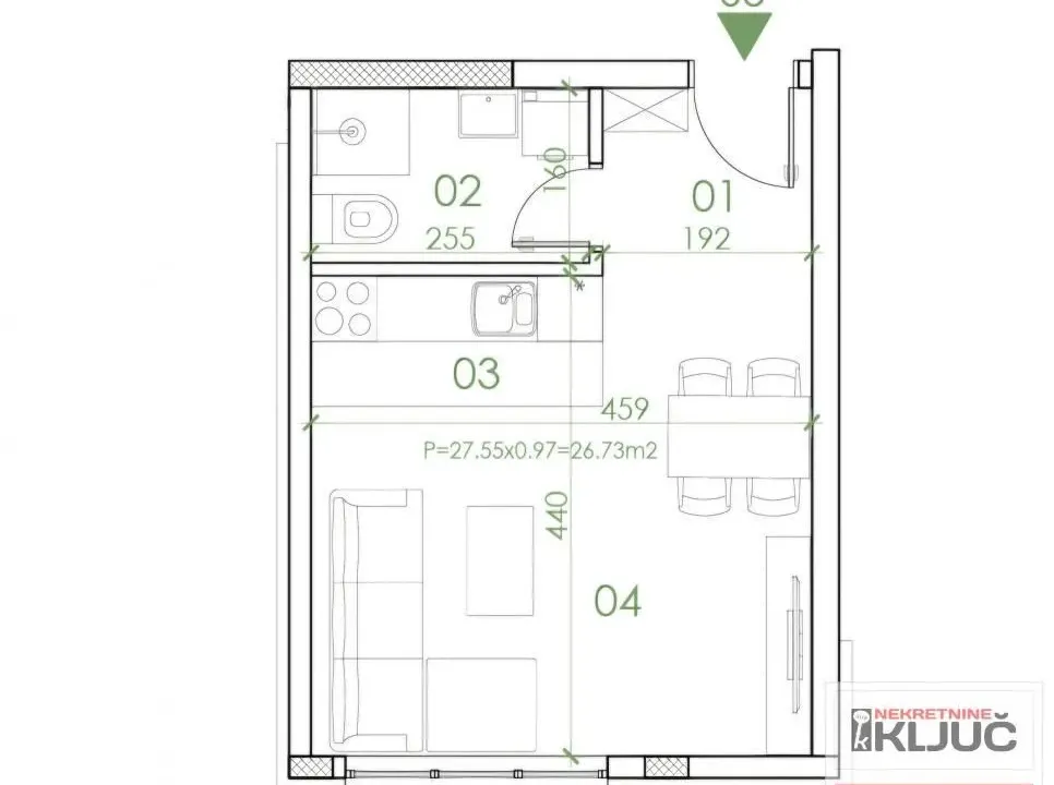 Sale, studio apartment, 27m², Telep, Novi Sad Sve Podlokacije