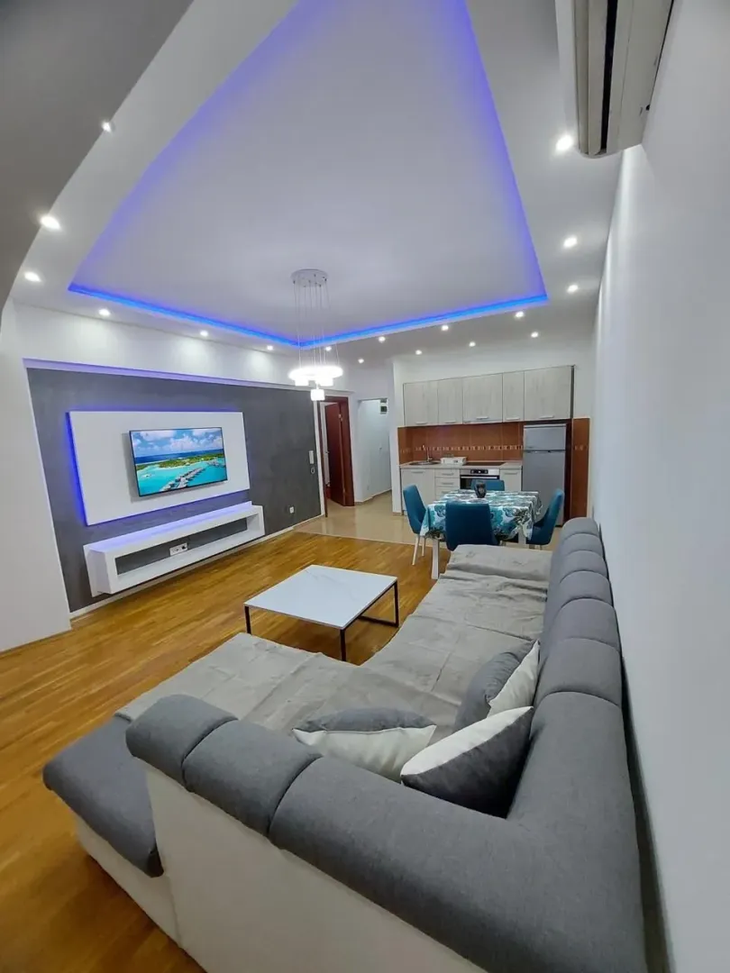 Spacious living room connected to the kitchen and dining area.