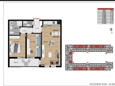 Prodaja, dvosoban stan, 64m², Stari Aerodrom, Podgorica - image 10