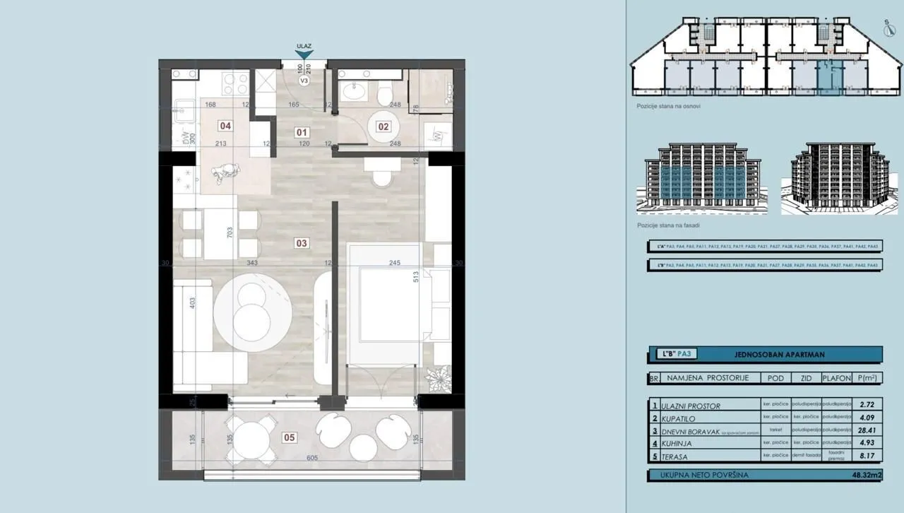 Sale, one bedroom apartment, 42m², Bar, Crna Gora