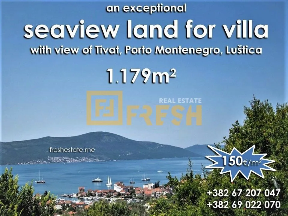 Prodaja, plac, 1179m², Tivat, Crna Gora