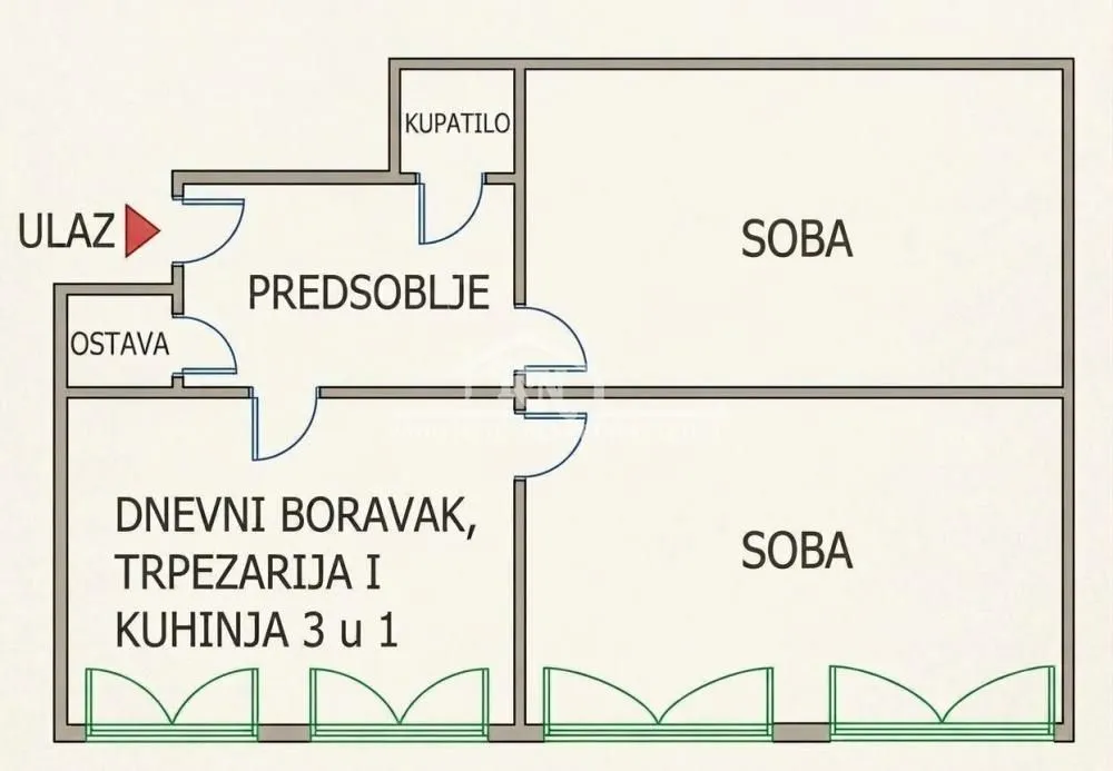 Osnova stana sa prikazom rasporeda prostorija.