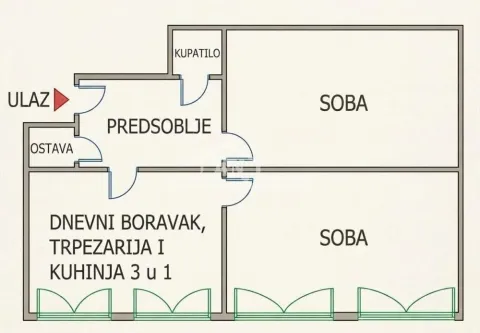 Osnova stana sa prikazom rasporeda prostorija. - image 2