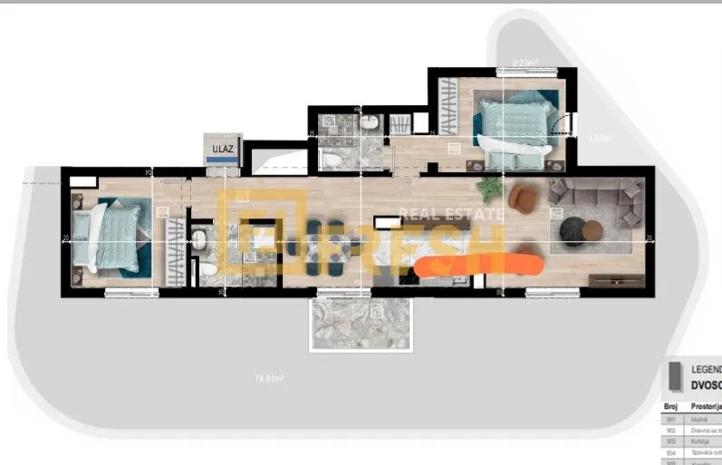 Sale, two bedroom apartment, 149m², Bečići, Budva