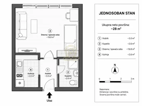 Sale, one bedroom apartment, 29m², Erdoglija, Kragujevac - image 4