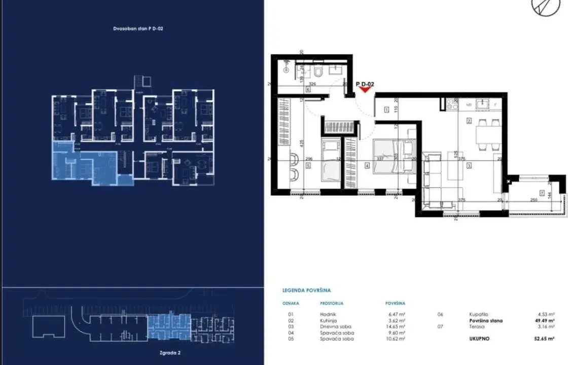 Prodaja, dvosoban stan, 53m², Zabjelo, Podgorica