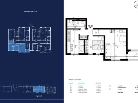 Prodaja, dvosoban stan, 53m², Zabjelo, Podgorica