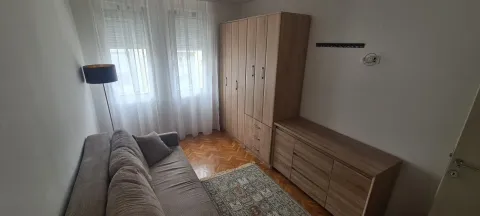 Svijetla soba sa kaučem, drvenim ormarom, komodom i tepihom. - image 9