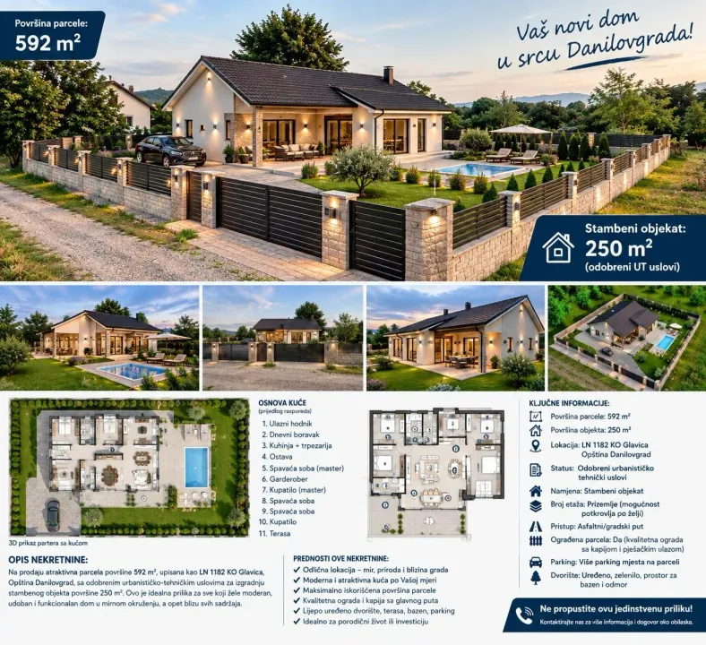 Sale, land lot, 592m², Centar, Danilovgrad