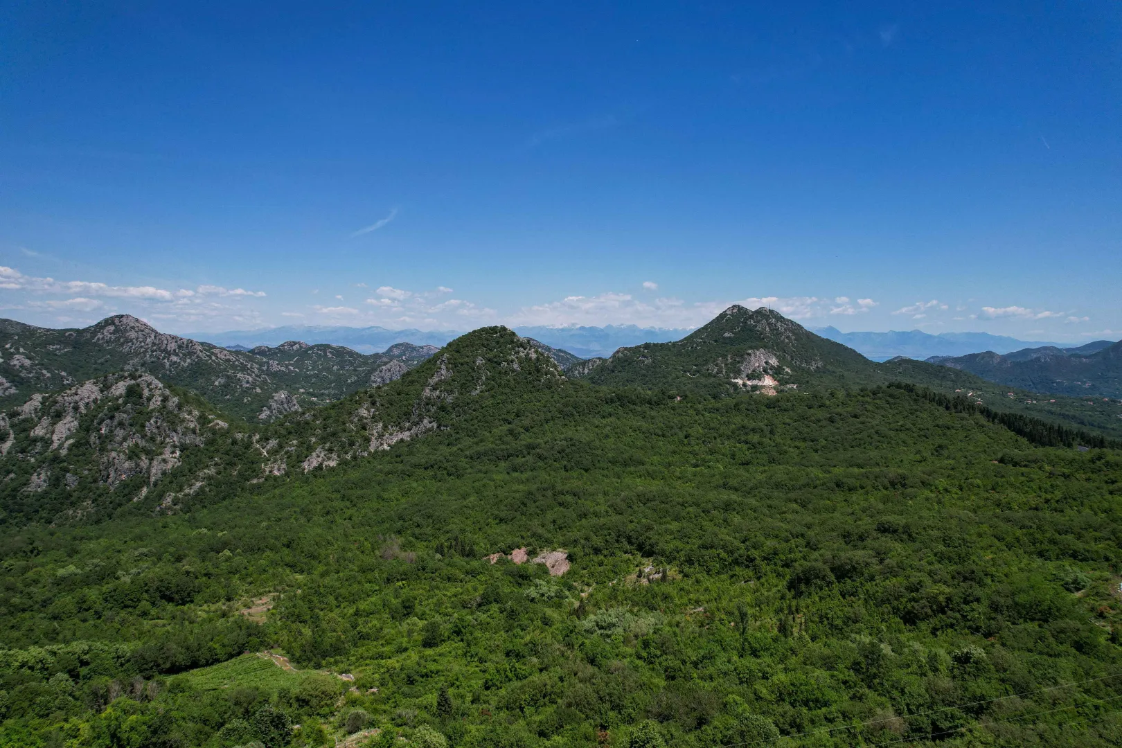 Pogled na šumovite planine i pejzaž.