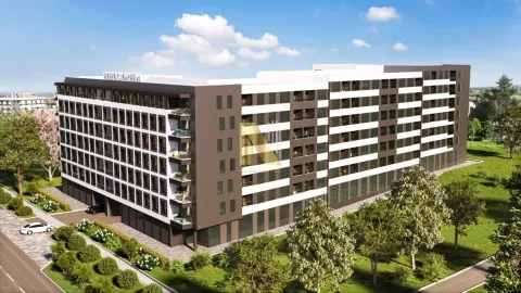 Spoljašnji izgled moderne stambene zgrade sa uređenim dvorištem. - image 3