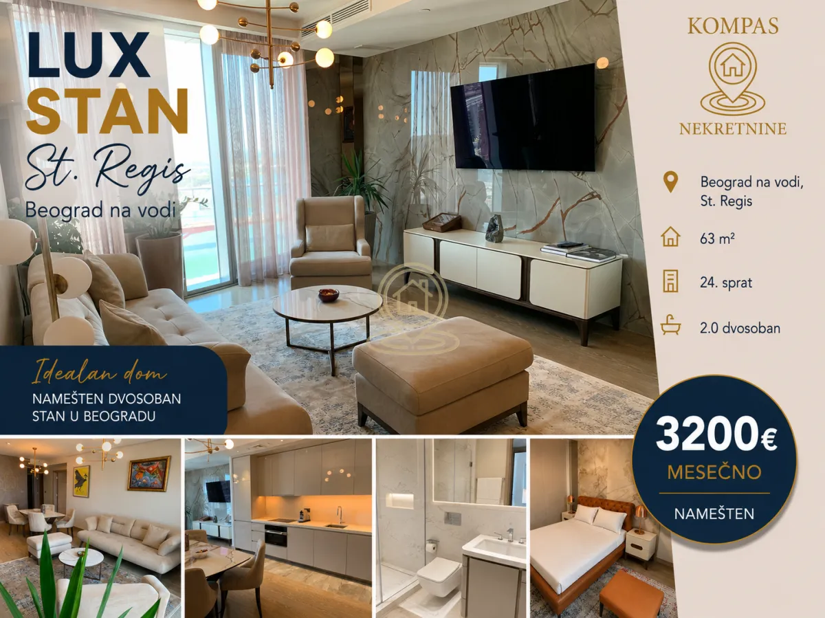 Rent, two bedroom apartment, 63m², Savski Venac, Beograd