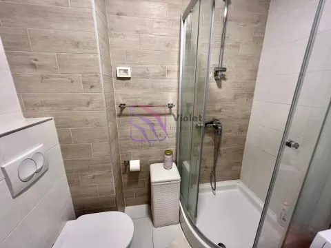 Smaller bathroom with a shower cabin and a built-in toilet. - image 4