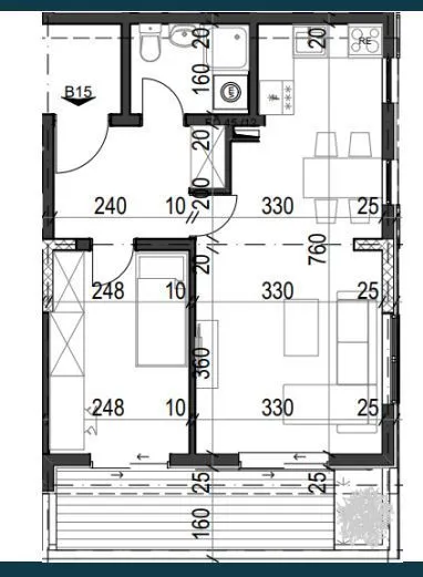Sale, one bedroom apartment, 46m², Radanovići, Kotor