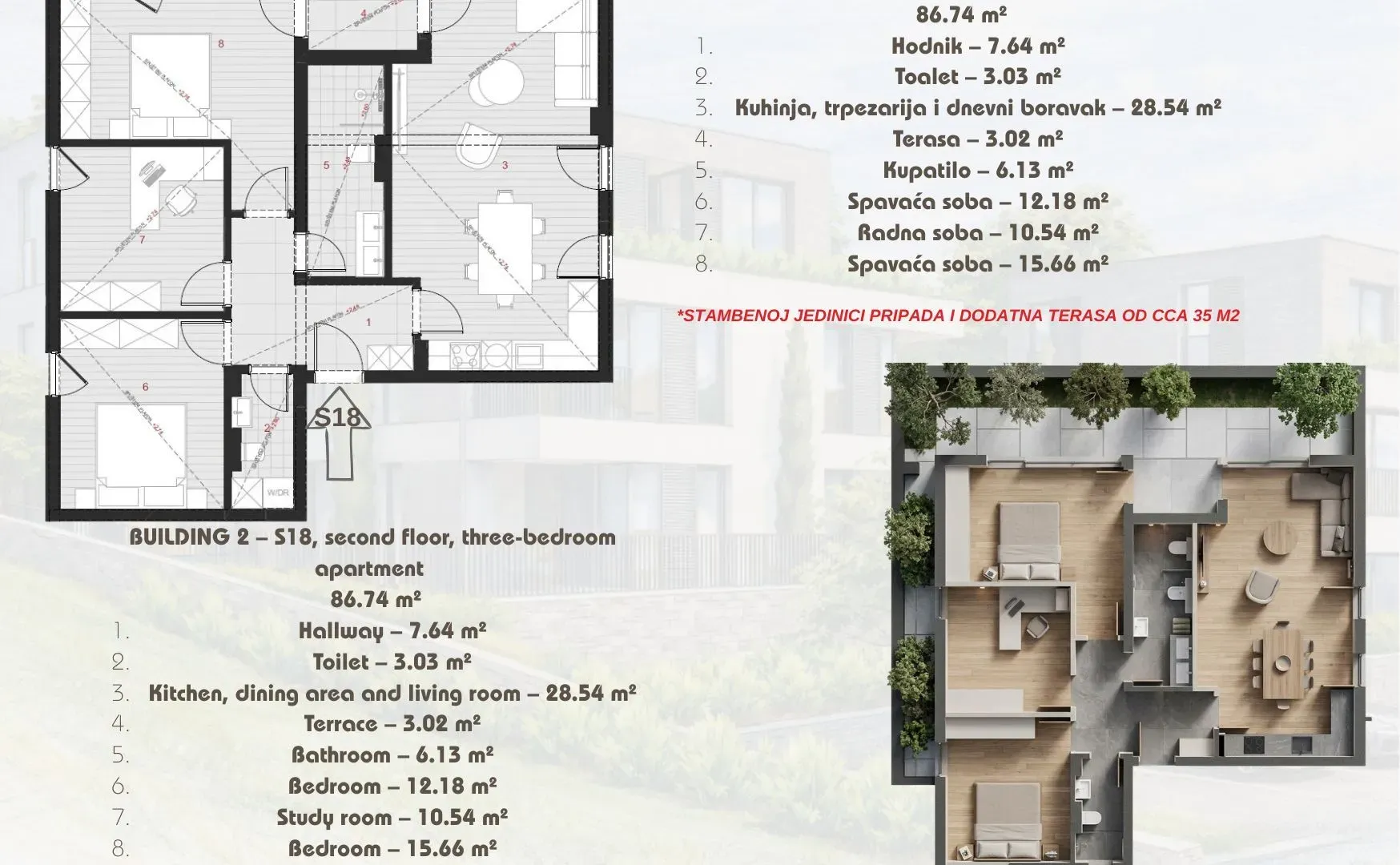Sale, three bedroom apartment, 86m², Dobrota, Kotor
