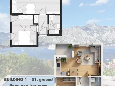 Sale, one bedroom apartment, 47m², Dobrota, Kotor - image 2