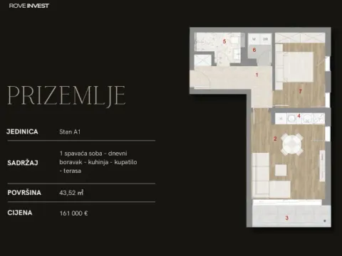 Sale, one bedroom apartment, 44m², Kotor, Crna Gora - image 7