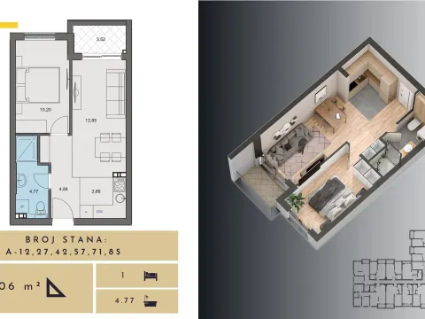 Sale, one bedroom apartment, 42m², Budva, Crna Gora - image 4