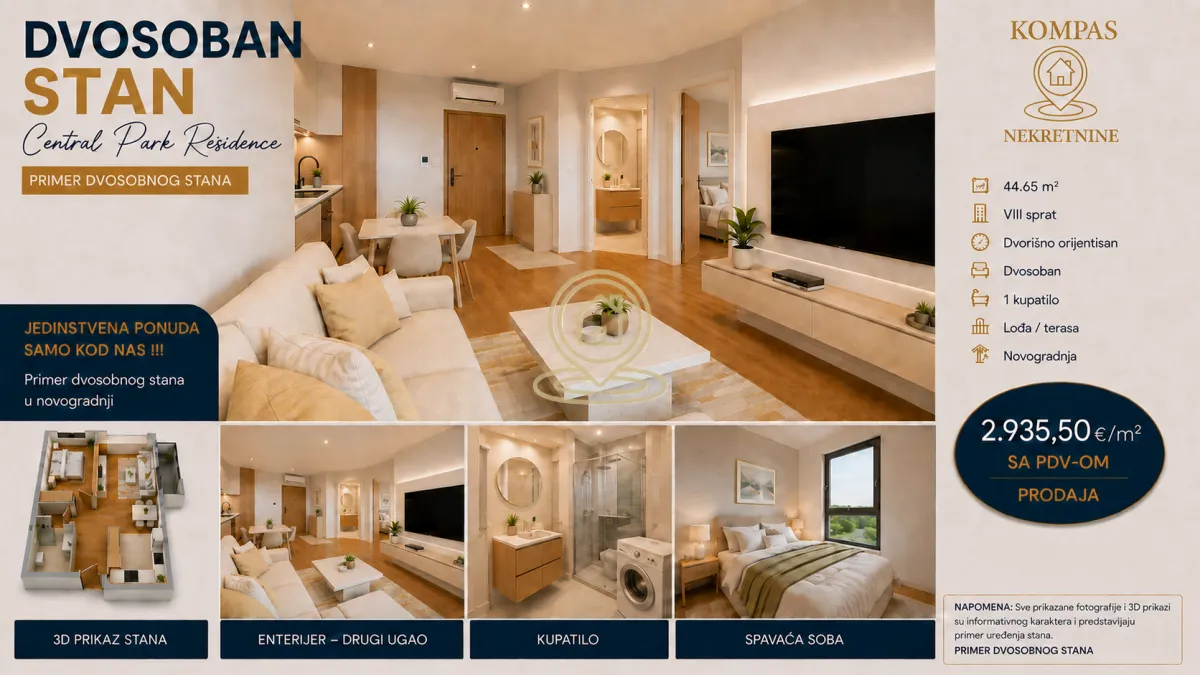 Sale, two bedroom apartment, 45m², Telep, Novi Sad Sve Podlokacije
