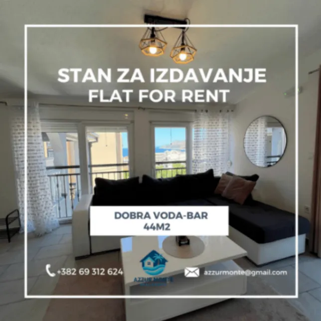 Izdavanje, jednosoban stan, 44m2, Dobre Vode, Bar