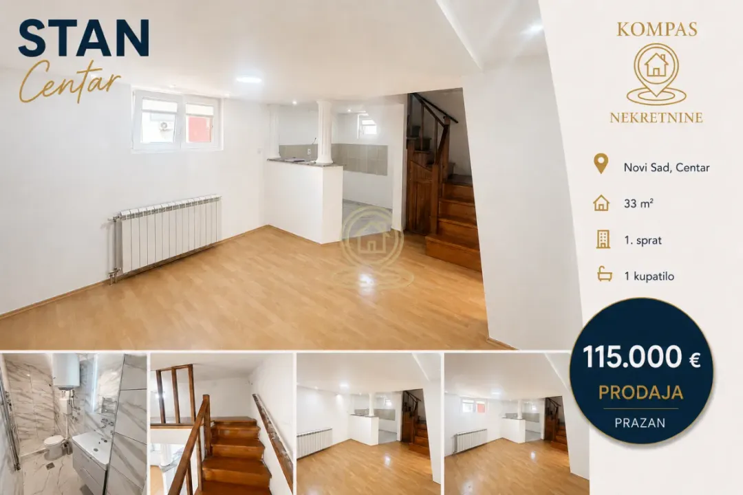 Sale, one bedroom apartment, 33m², Centar, Novi Sad