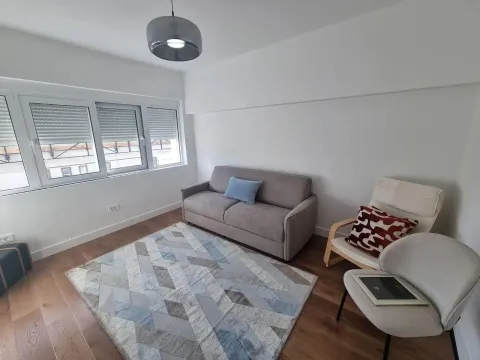 Dnevna soba sa sivom sofom, foteljom i prozorima. - image 6