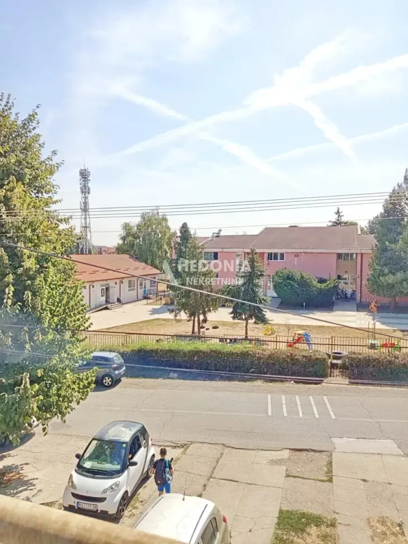 View from the window overlooking the street and school yard.
