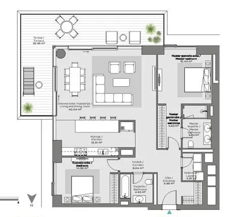 Sale, three bedroom apartment, 153m², Beograd Na Vodi, Beograd