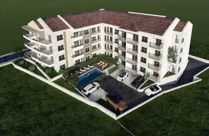 3D render stambene zgrade sa bazenom i dvorištem. - image 2