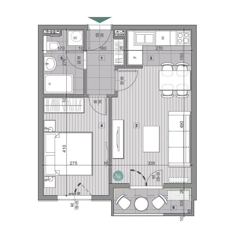Izdavanje, jednosoban stan, 42m², Stari Aerodrom, Podgorica