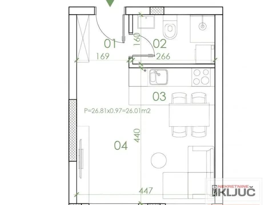 Sale, studio apartment, 26m², Telep, Novi Sad Sve Podlokacije