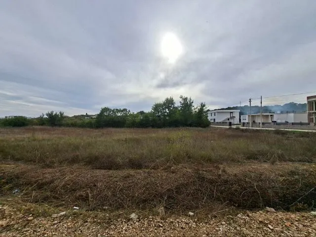 Pogled na prostrano zemljište sa rastinjem i okolnim kućama u pozadini.