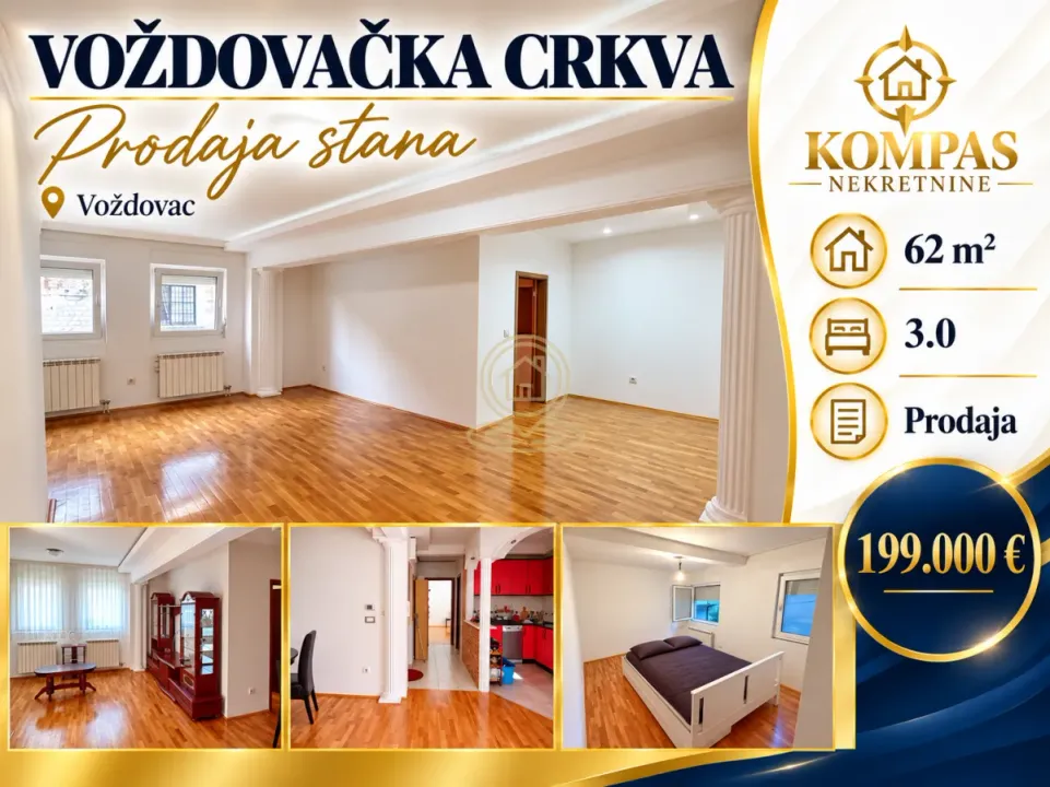 Sale, three bedroom apartment, 62m², Voždovačka Crkva, Voždovac Sve Podlokacije