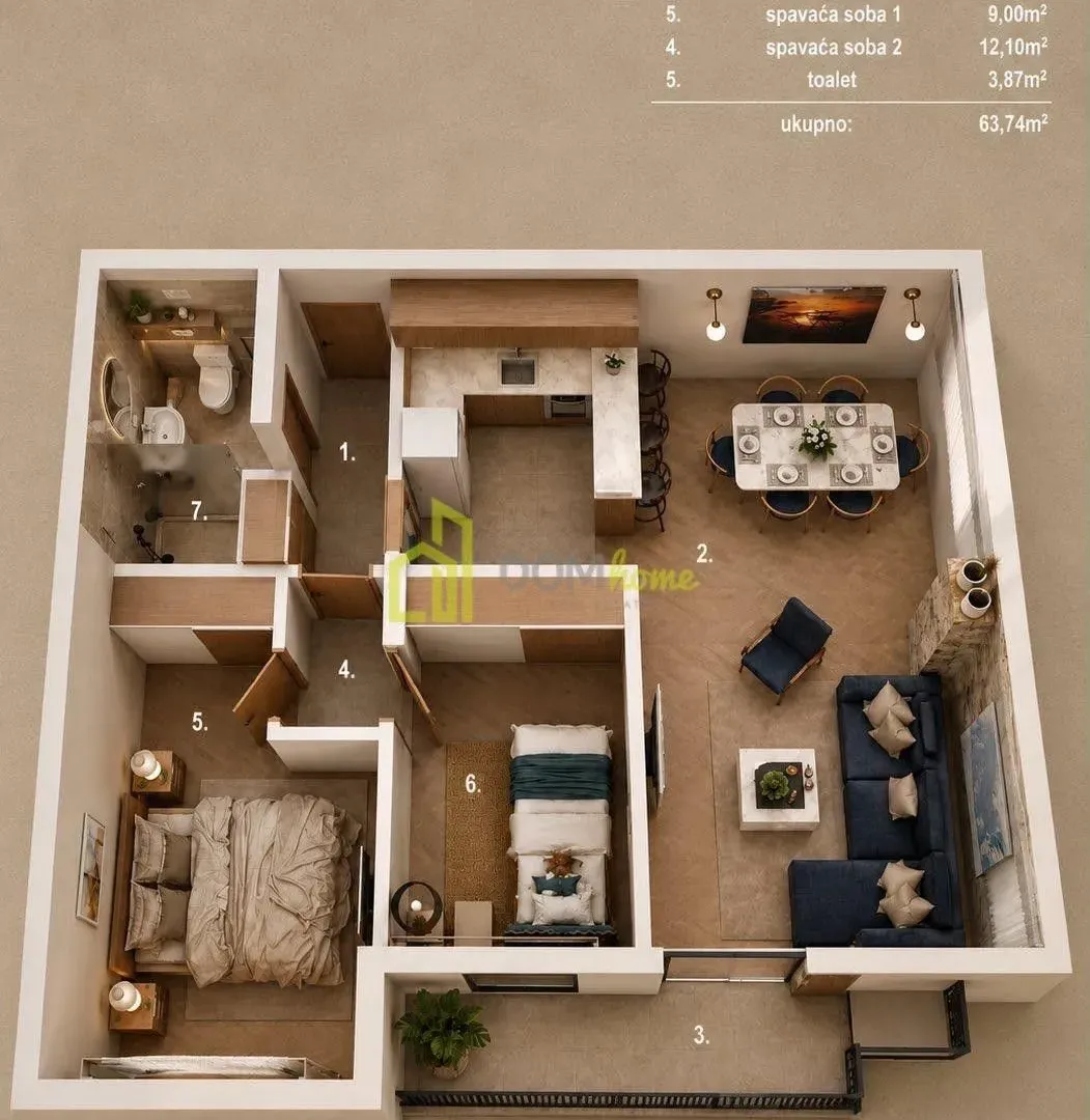 Prodaja, dvosoban stan, 63m², Nikšić, Crna Gora