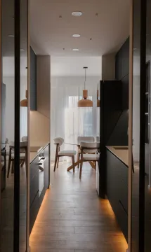 Modern kitchen with a dining area in a contemporary interior. - image 4