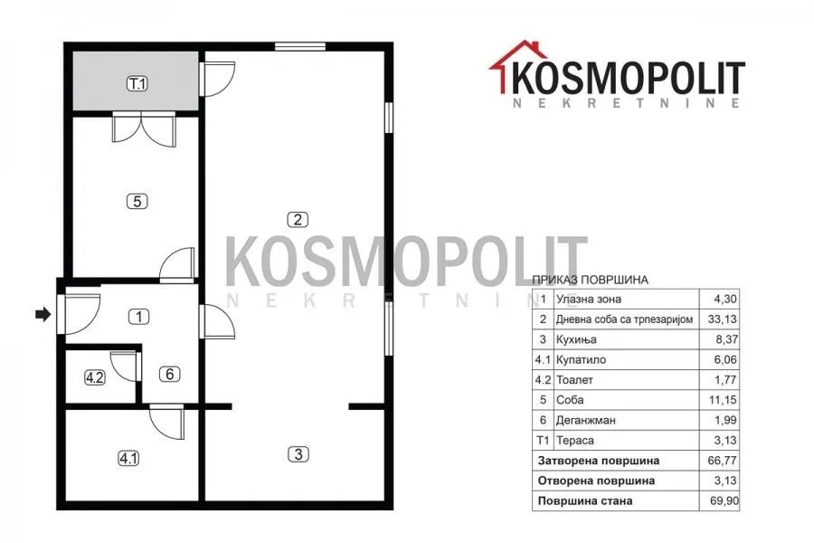 Sale, two bedroom apartment, 70m², Tošin bunar, Novi Beograd Sve Podlokacije