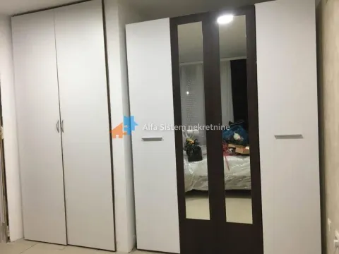 Bedroom with large fitted wardrobes and a mirror. - image 21