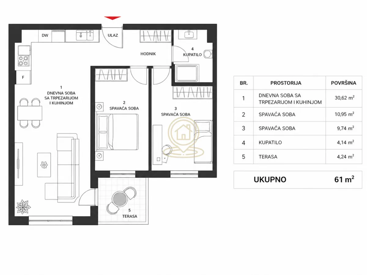 Prodaja, trosoban stan, 61m², Mala vaga, Kragujevac