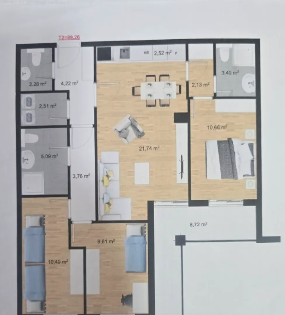 Rent, apartment, 83m², Podgorica, Crna Gora